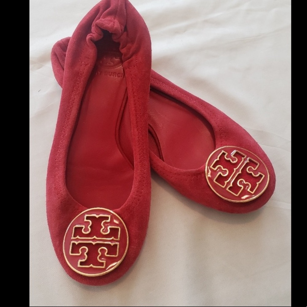 Tory Burch Red Suede Flats Size 5